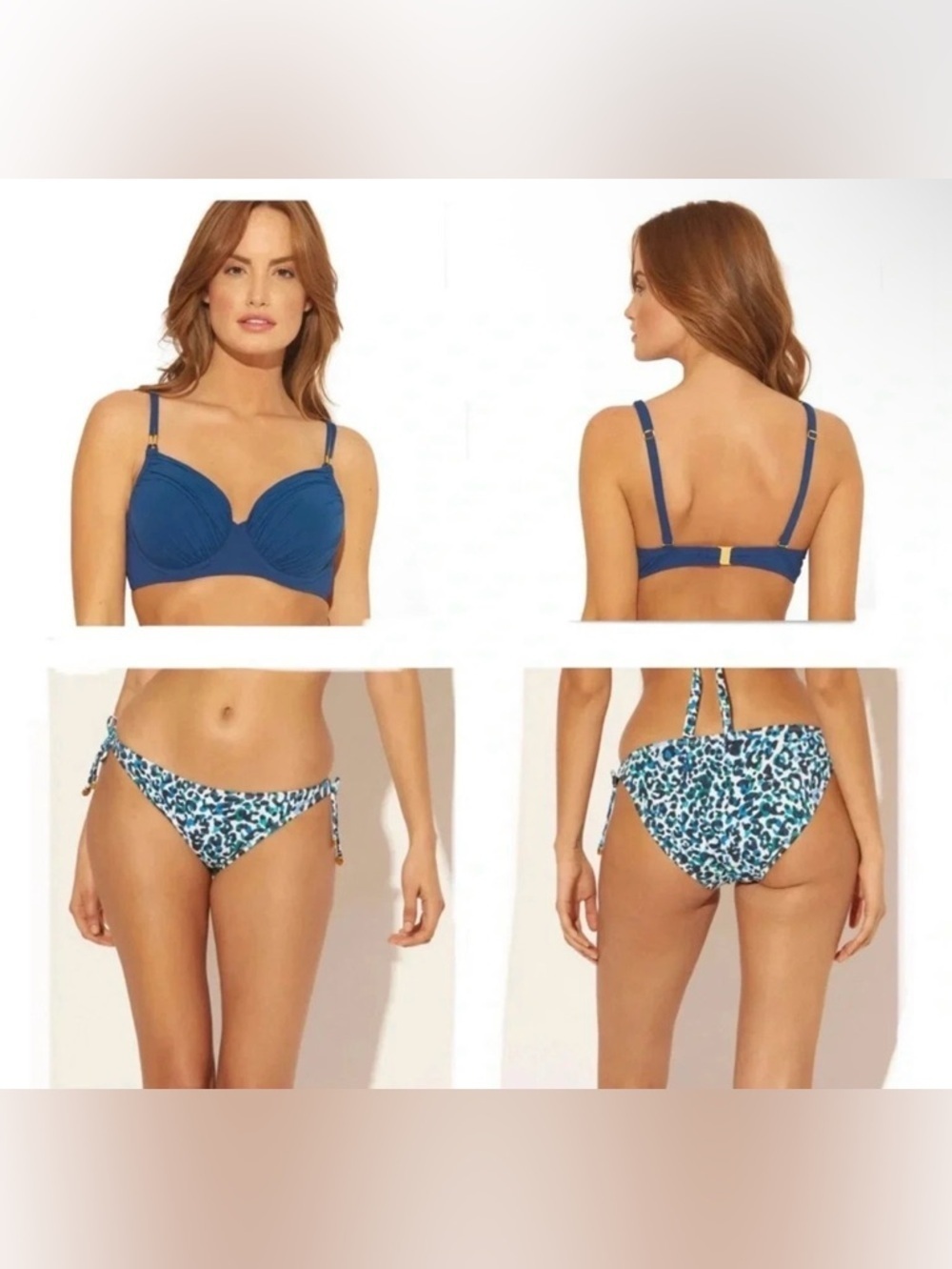 Bleu Rod Beattie Shirred Underwire
Bikini Top Size 36DD And Sides Ties Bottom 14